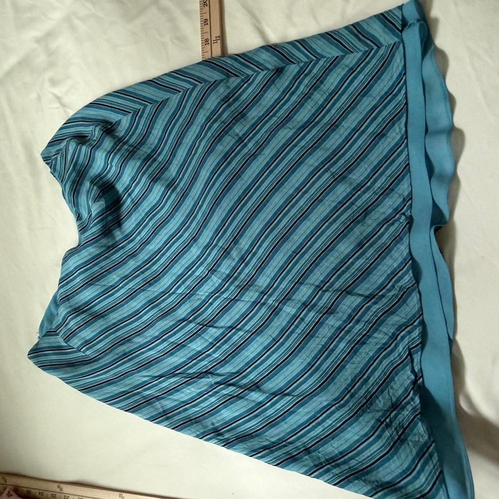 Silk striped Midi Skirt  Y2K Charter Club size 8 100% silk blue striped - Picture 6 of 6